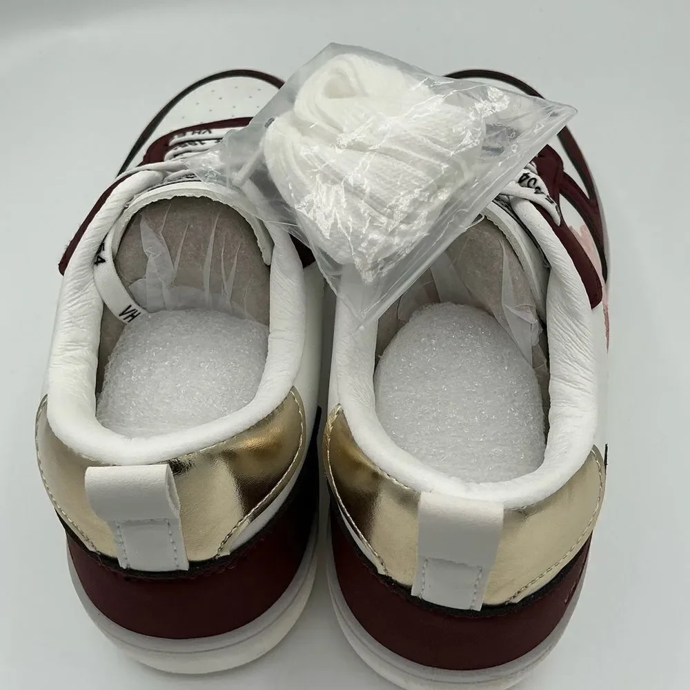 Vintage Havana White and Burgundy Sneakers with Pink Star xtra laces size 6 NEW